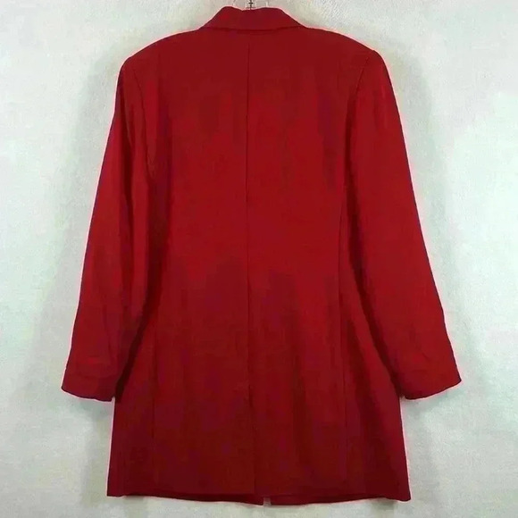 Karen Scott Women’s Long Blazer Size 10 Lined Red 100% Polyester Multi-Use - Picture 5 of 9